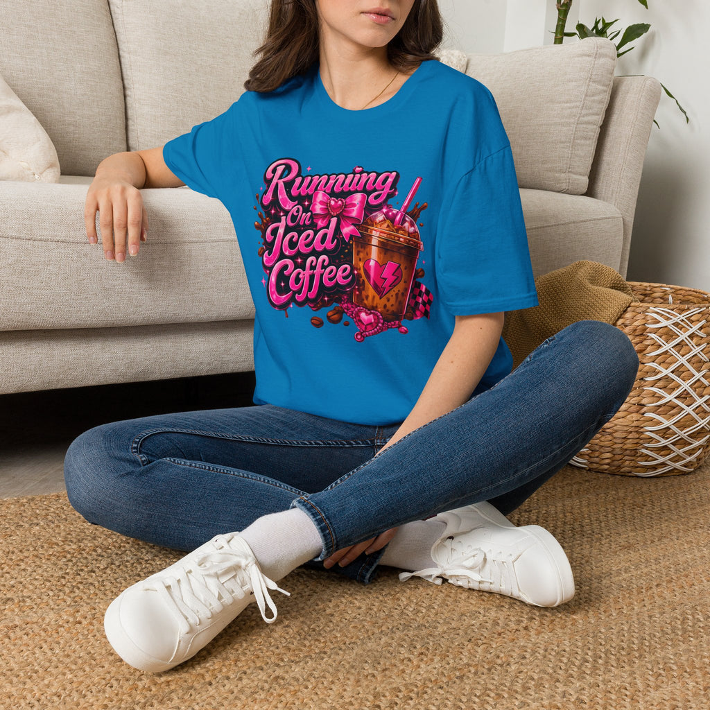 Running on Iced Coffee T-Shirt — Cute Pink Coffee Graphic Tee