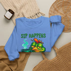 Sip Happens Sweatshirt — Funny Frog Coffee Crewneck