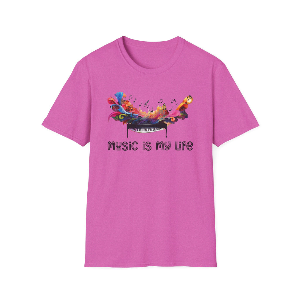 Music Is My Life T-Shirt — Colorful Piano Splash Graphic Tee