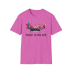 Music Is My Life T-Shirt — Colorful Piano Splash Graphic Tee