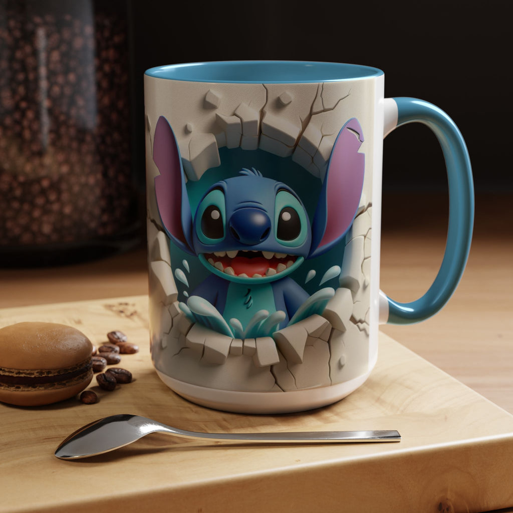 Stitch Peekaboo Accent Coffee Mug – Cute Alien Character 11/15oz