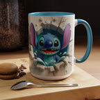 Stitch Peekaboo Accent Coffee Mug – Cute Alien Character 11/15oz