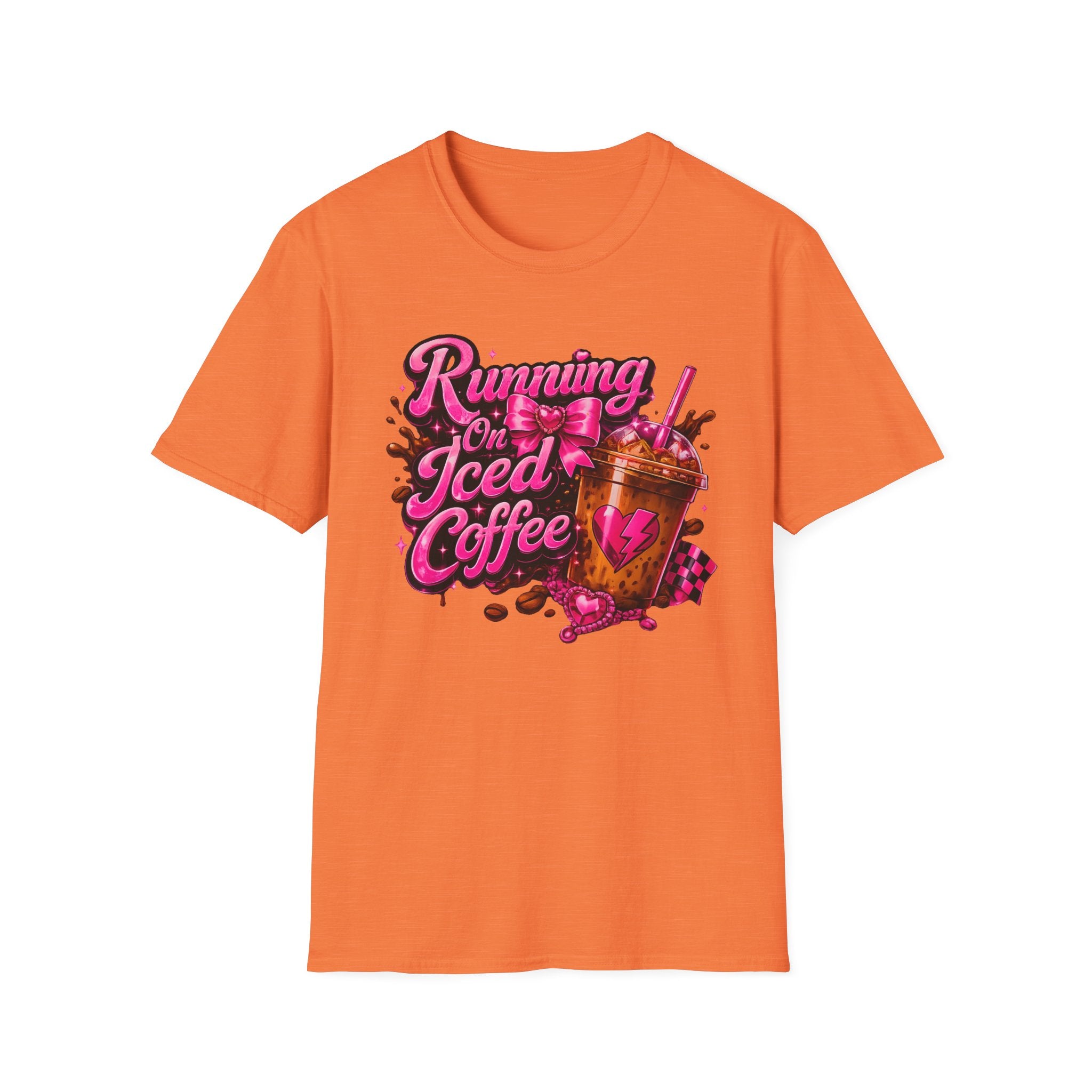 Running on Iced Coffee T-Shirt — Cute Pink Coffee Graphic Tee