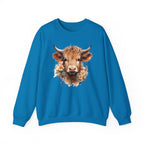 Cow Floral Crewneck Sweatshirt — Cute Cow Face with Daisies