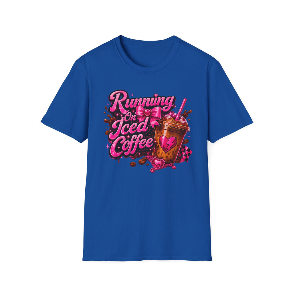 Running on Iced Coffee T-Shirt — Cute Pink Coffee Graphic Tee