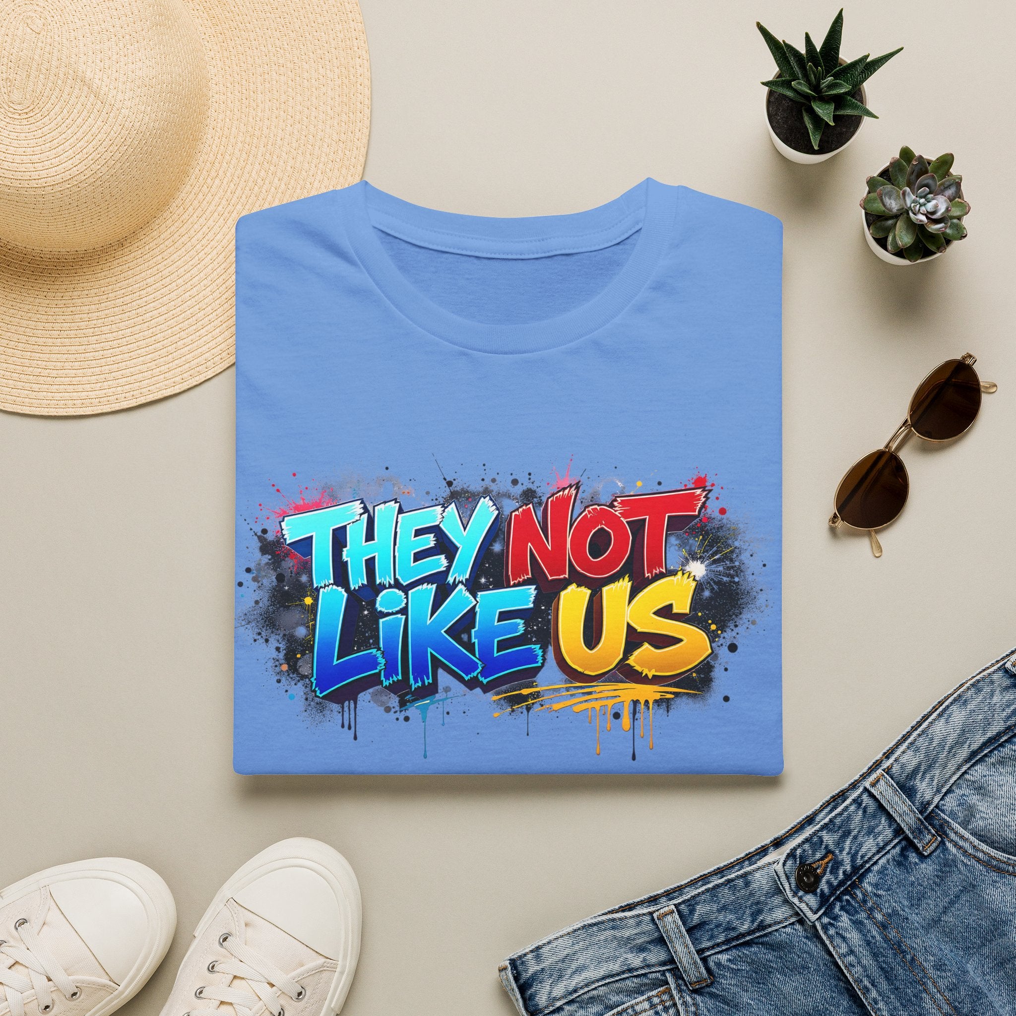 They Not Like Us T-Shirt — Bold Graffiti Statement Tee