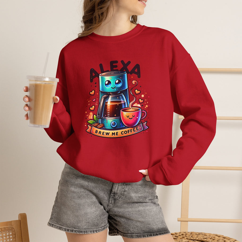 Alexa Coffee Robot Sweatshirt — 'Alexa Brew Me Coffee' Cozy Crewneck