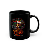 Black Nurse Magic Mug w/Black Afro — 11oz/15oz Black Ceramic Coffee Cup