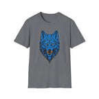 Blue Wolf Head T-Shirt – Stylized Tribal Wolf Graphic Tee