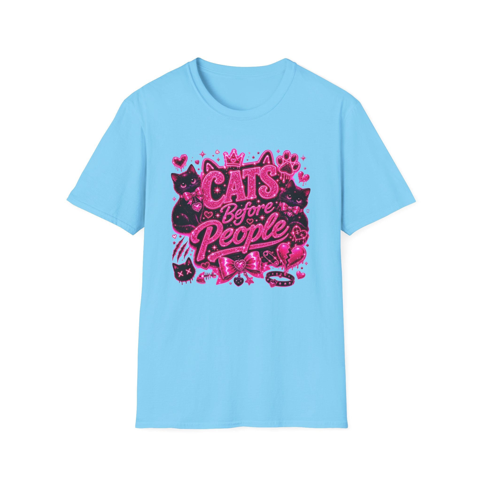 Cats Before People T-Shirt – Cute Pink Cat Graphic Tee
