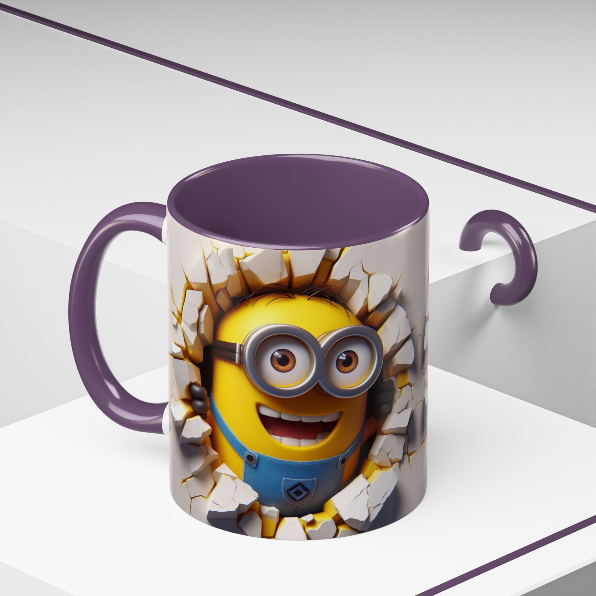 Minion "Breaking Wall" Accent Coffee Mug — Funny Cartoon Movie Character 11/15oz