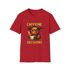 "I Run on Caffeine & Bad Decisions" Coffee Lover Tee — Caffeine Cow T-Shirt