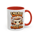 “I Will Start Working When My Coffee Does” Cute Kawaii Coffee Lover Gift — Coffee Mug
