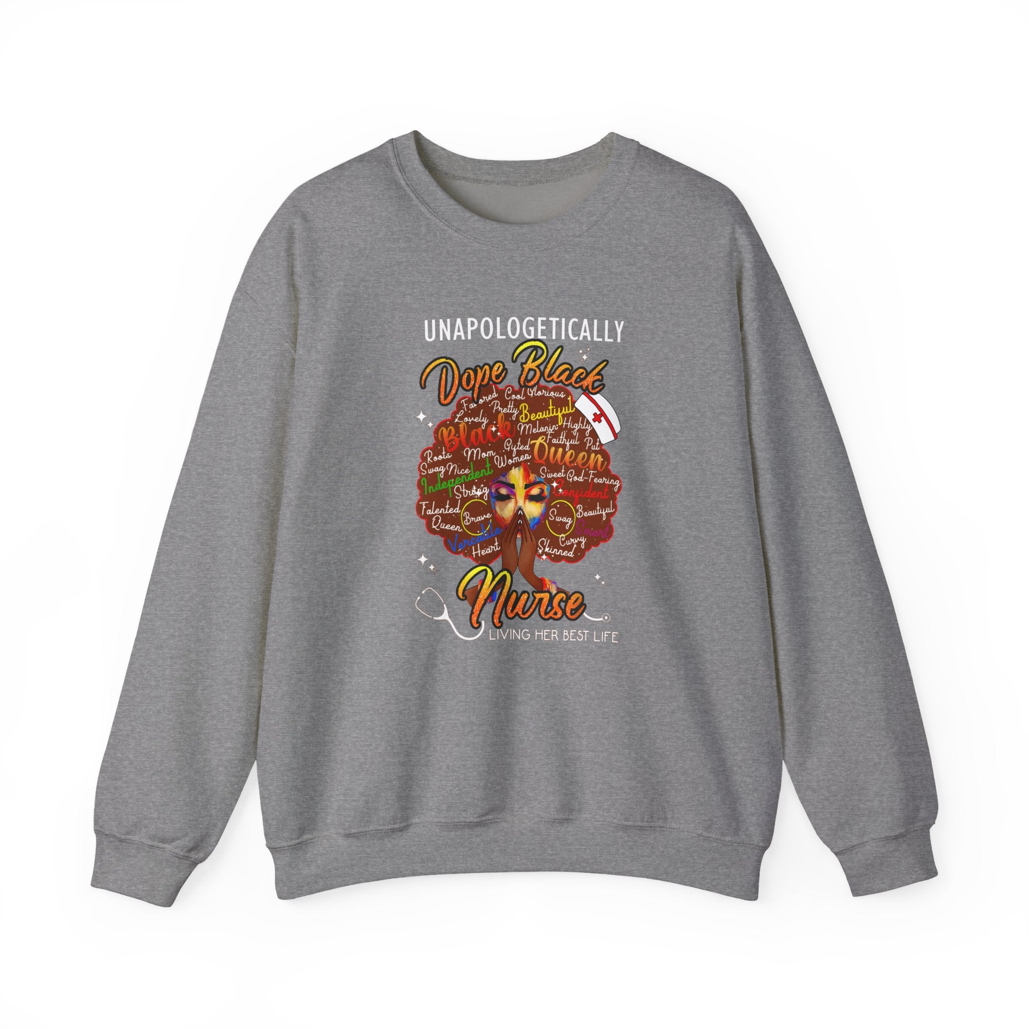 Unapologetically Dope Black Nurse Crewneck Sweatshirt – Brown Afro Nurse Stethoscope Design