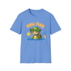 Shell Yeah Turtle T-Shirt — Cute Summer Beach Tee with Sunglasses & Surfboard