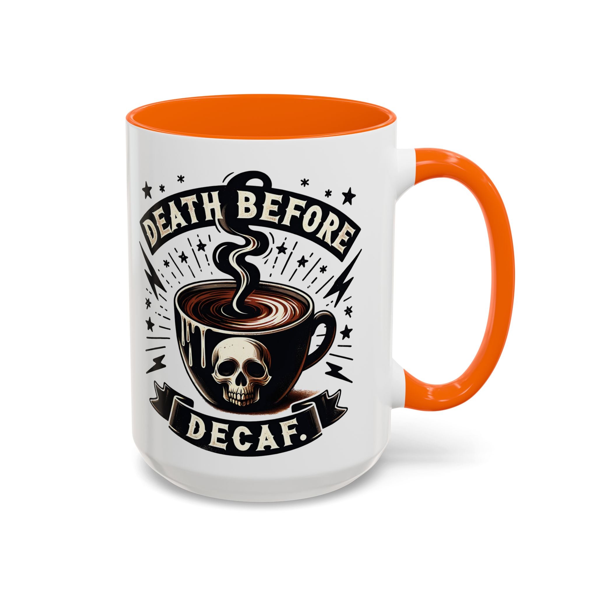 Death Before Decaf Coffee Mug — Skull Coffee Lover Gift (11/15oz)
