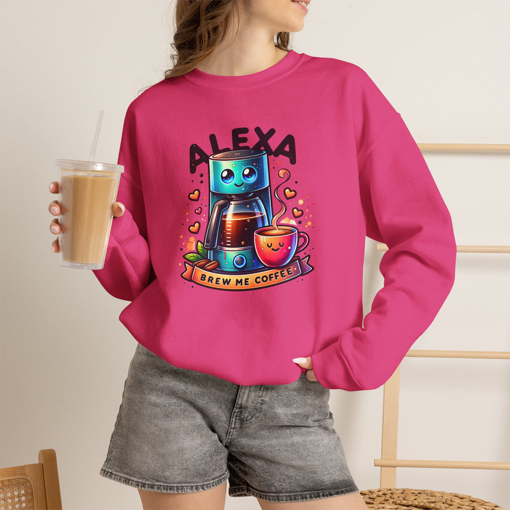 Alexa Coffee Robot Sweatshirt — 'Alexa Brew Me Coffee' Cozy Crewneck