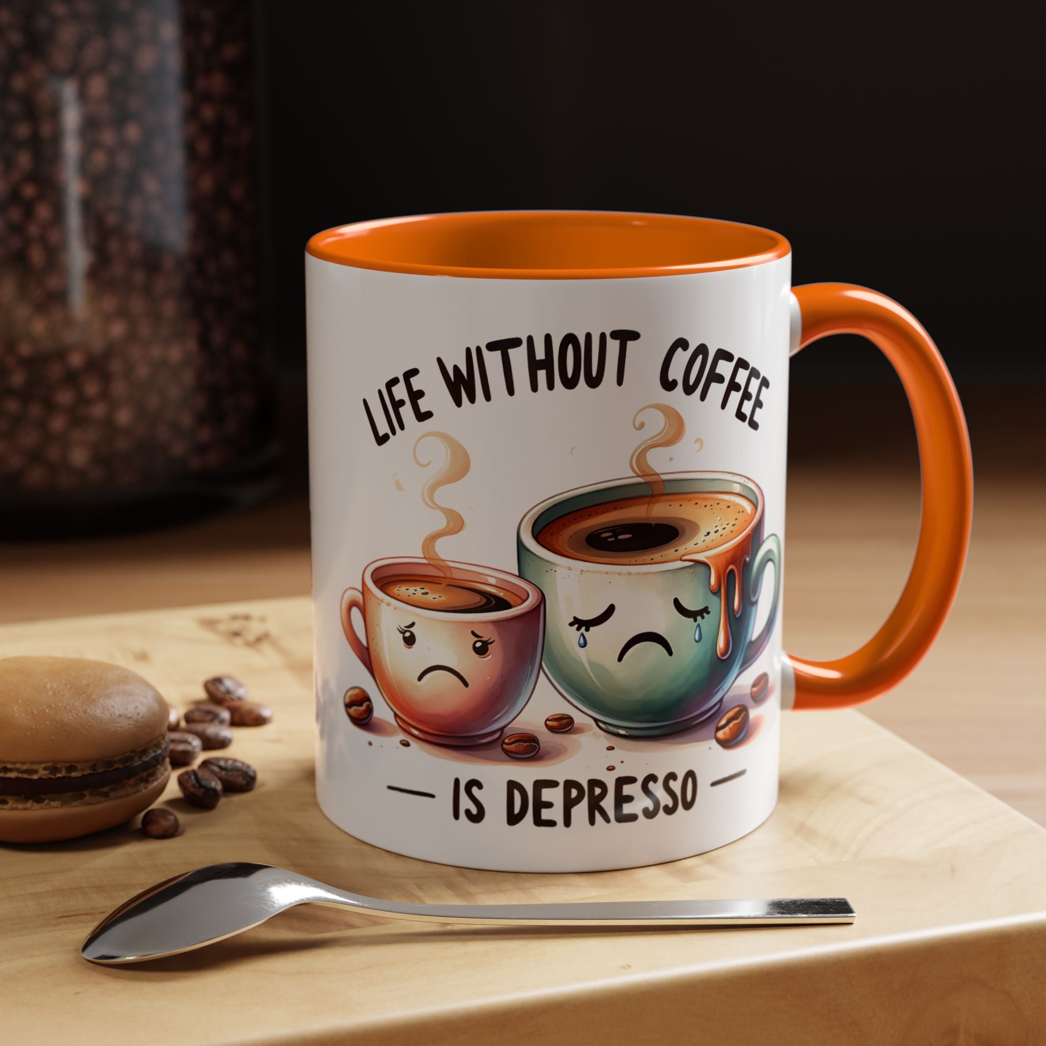 "Life Without Coffee Is Depresso" Accent Ceramic Mug (11/15oz) — Coffee Mug