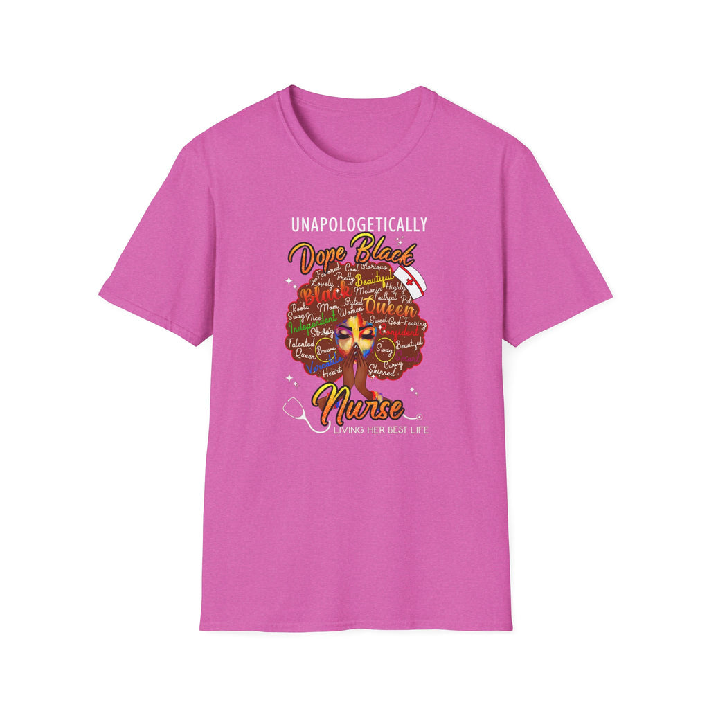 “Unapologetically Dope Black Nurse” Empowerment Tee —  Brown Afro Nurse T-Shirt
