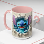 Stitch Peekaboo Accent Coffee Mug – Cute Alien Character 11/15oz