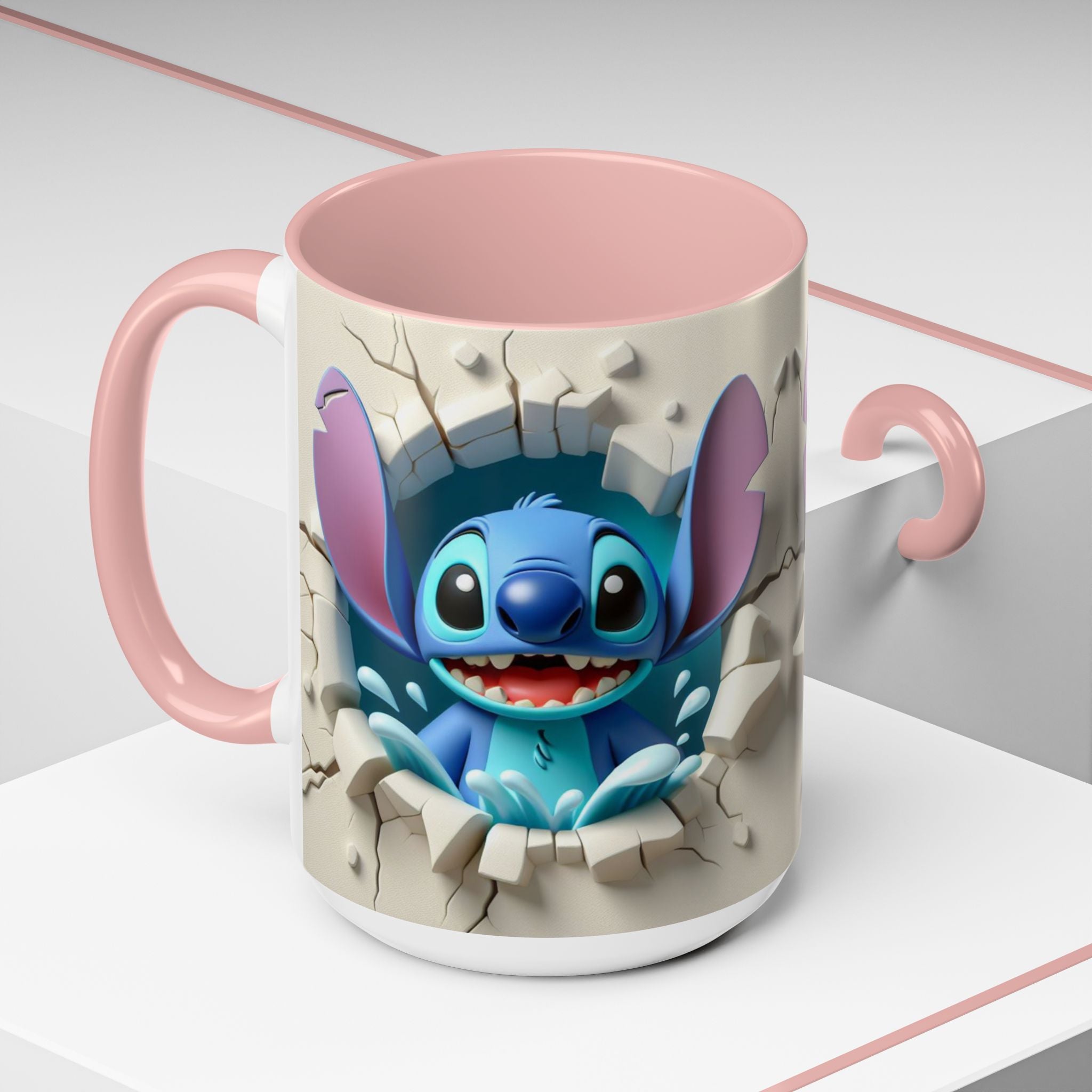 Stitch Peekaboo Accent Coffee Mug – Cute Alien Character 11/15oz