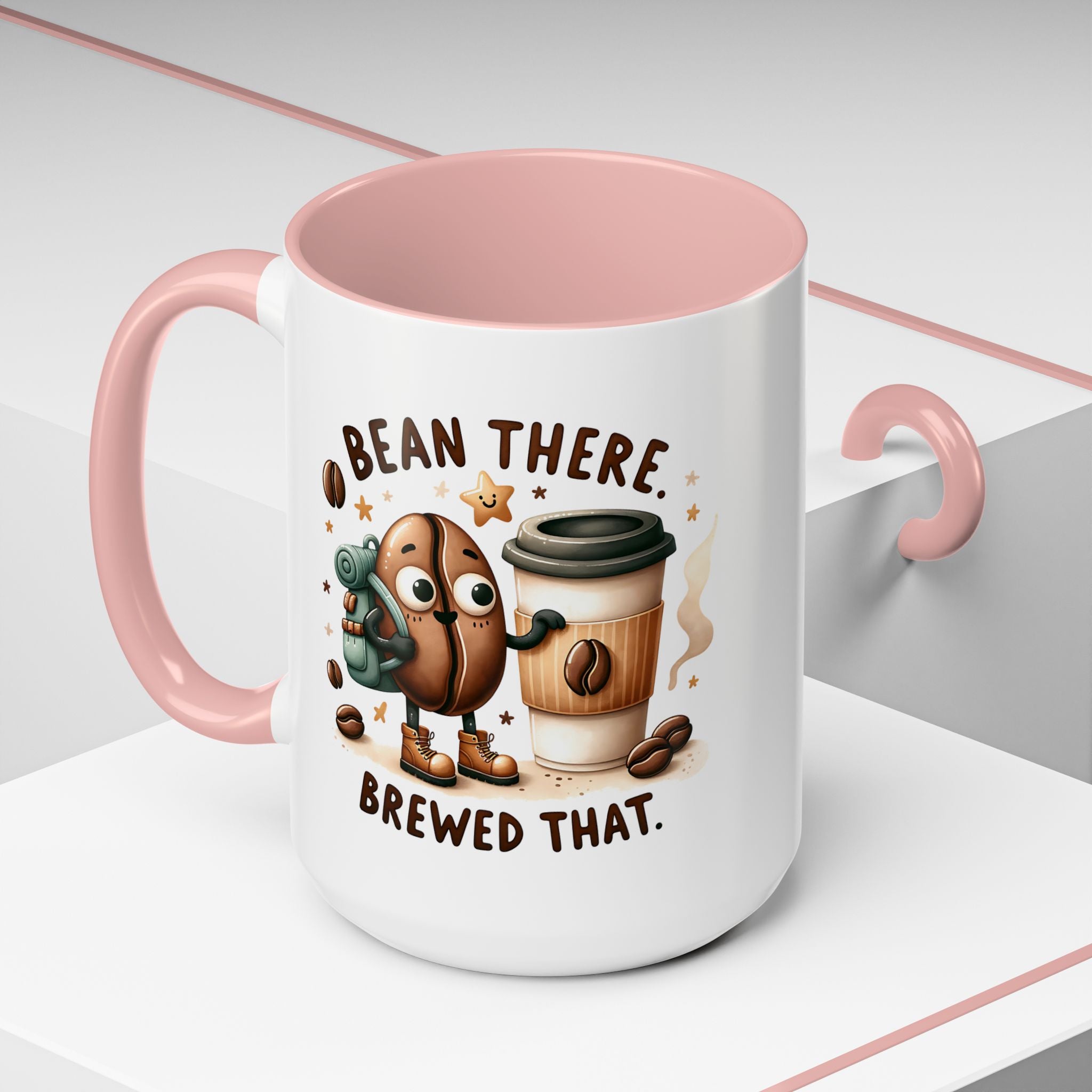 Bean There Brewed That Coffee Mug — Cute Coffee Bean & Cup Accent Mug (11/15oz)