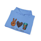 Peace • Love • Coffee Hoodie — Leopard Peace Sign & Coffee Cup Graphic Sweatshirt