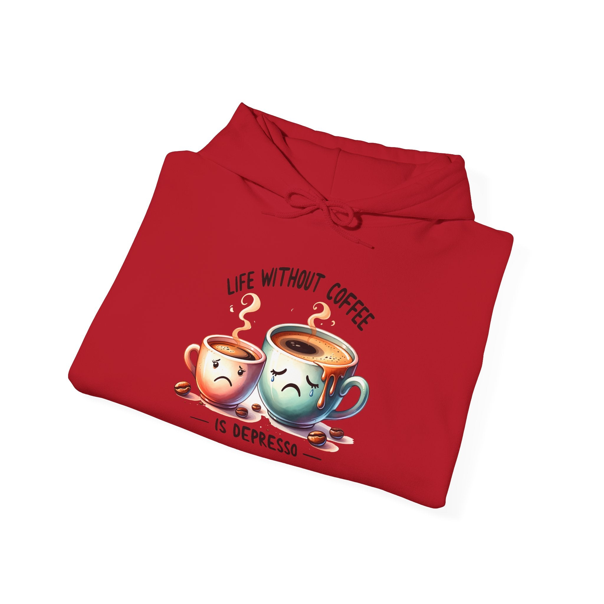 “Life Without Coffee Is Depresso” Cute Cartoon Coffee Hoodie — Coffee Lovers Hoodie