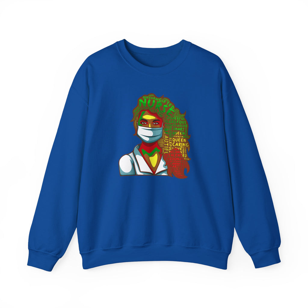 Nurse Hero Crewneck Sweatshirt — "Nurse: Queen of Care" Medical Tribute
