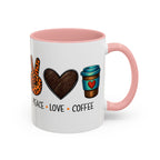 Peace • Love • Coffee Accent Mug — Leopard Peace Sign Coffee Lover Gift
