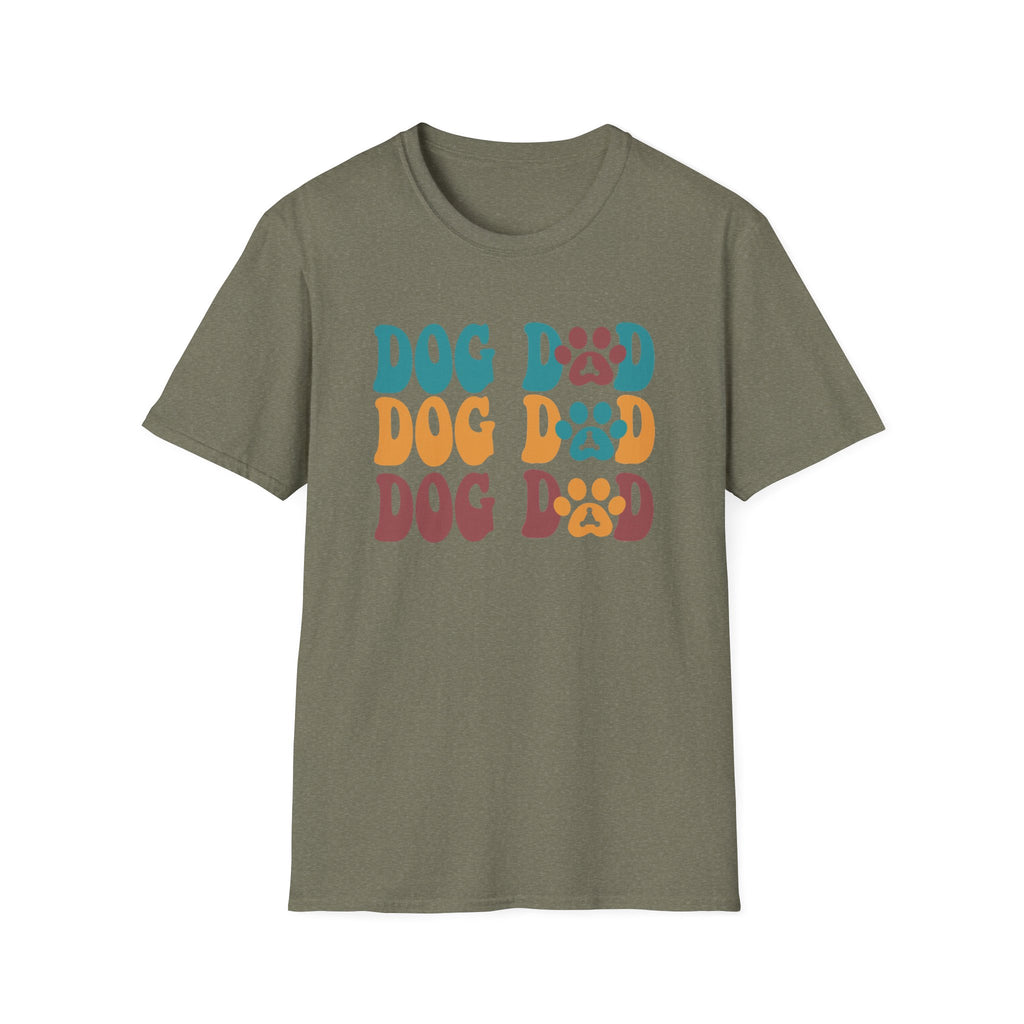Dog Dad Retro Paw Graphic T-Shirt