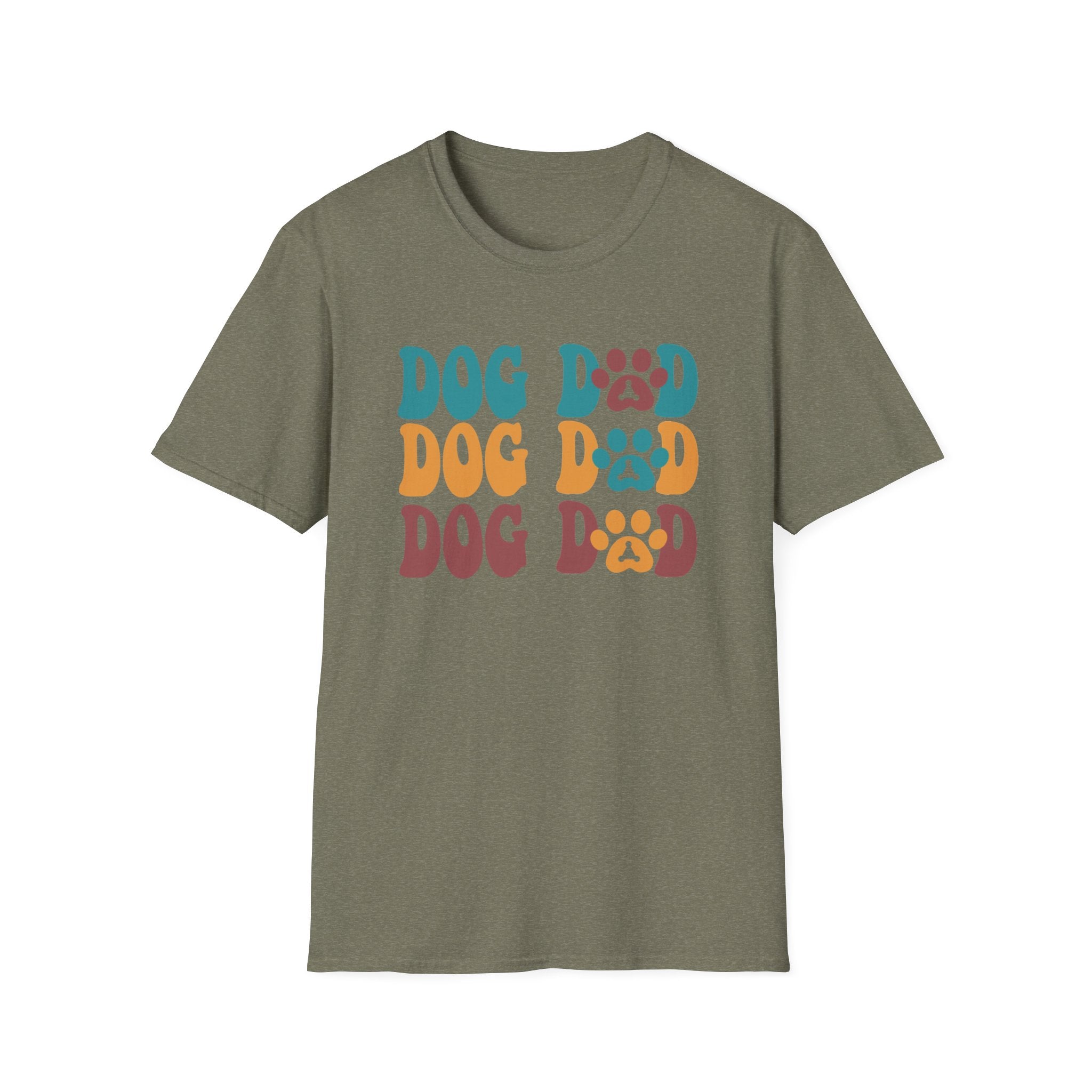 Dog Dad Retro Paw Graphic T-Shirt