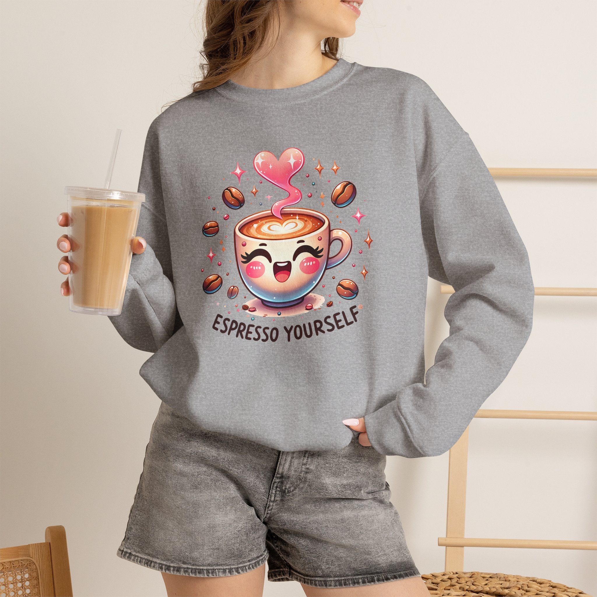 Espresso Yourself Cute Coffee Crewneck Sweatshirt