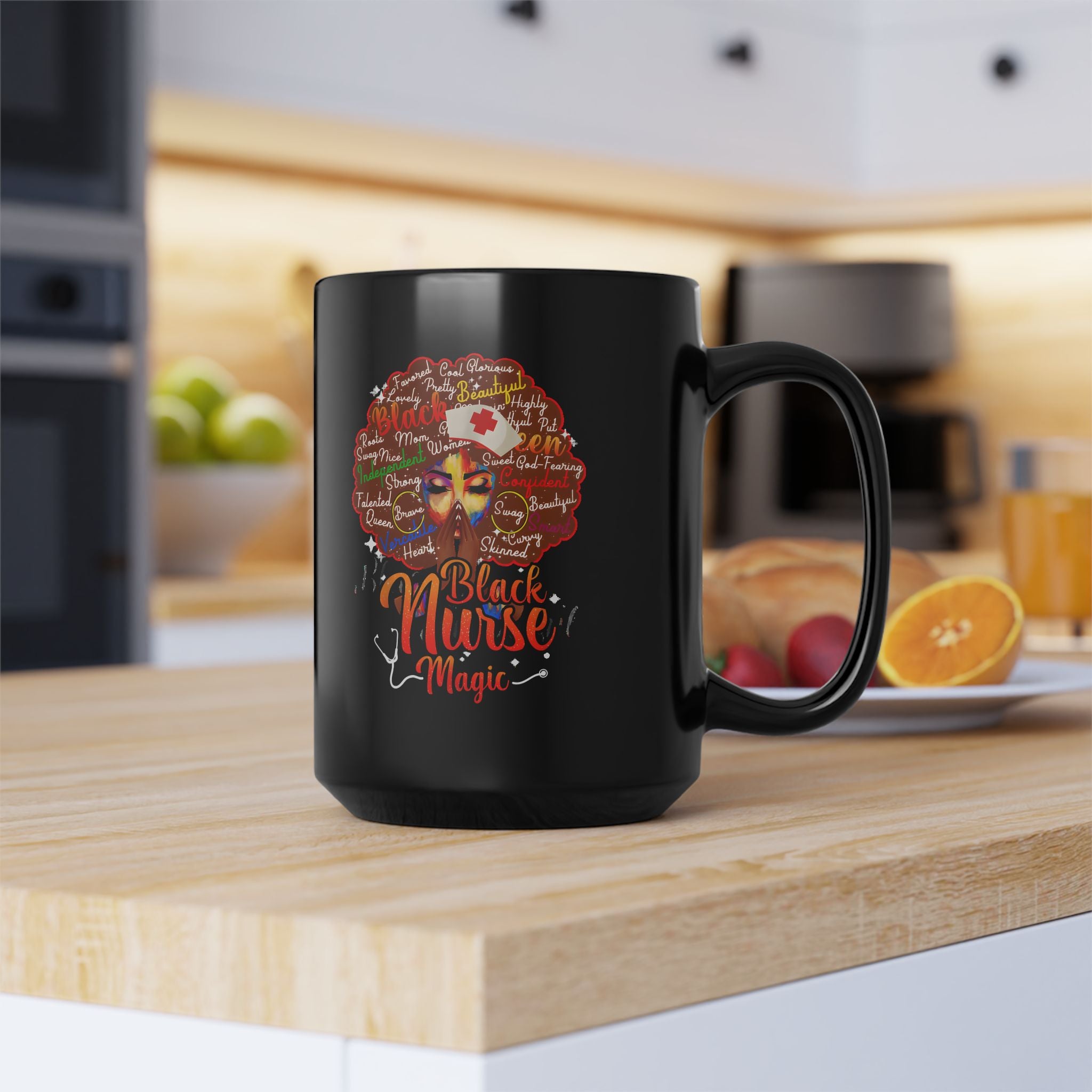 Black Nurse Magic Mug — Brown Afro Black Nurse Coffee Cup (11oz/15oz)