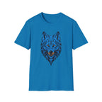 Blue Wolf Head T-Shirt – Stylized Tribal Wolf Graphic Tee