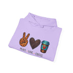 Peace • Love • Coffee Hoodie — Leopard Peace Sign & Coffee Cup Graphic Sweatshirt