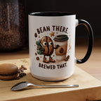 Bean There Brewed That Coffee Mug — Cute Coffee Bean & Cup Accent Mug (11/15oz)