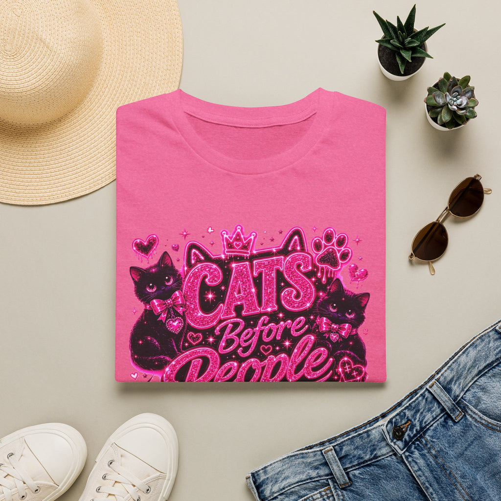 Cats Before People T-Shirt – Cute Pink Cat Graphic Tee