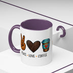 Peace • Love • Coffee Accent Mug — Leopard Peace Sign Coffee Lover Gift