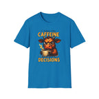"I Run on Caffeine & Bad Decisions" Coffee Lover Tee — Caffeine Cow T-Shirt