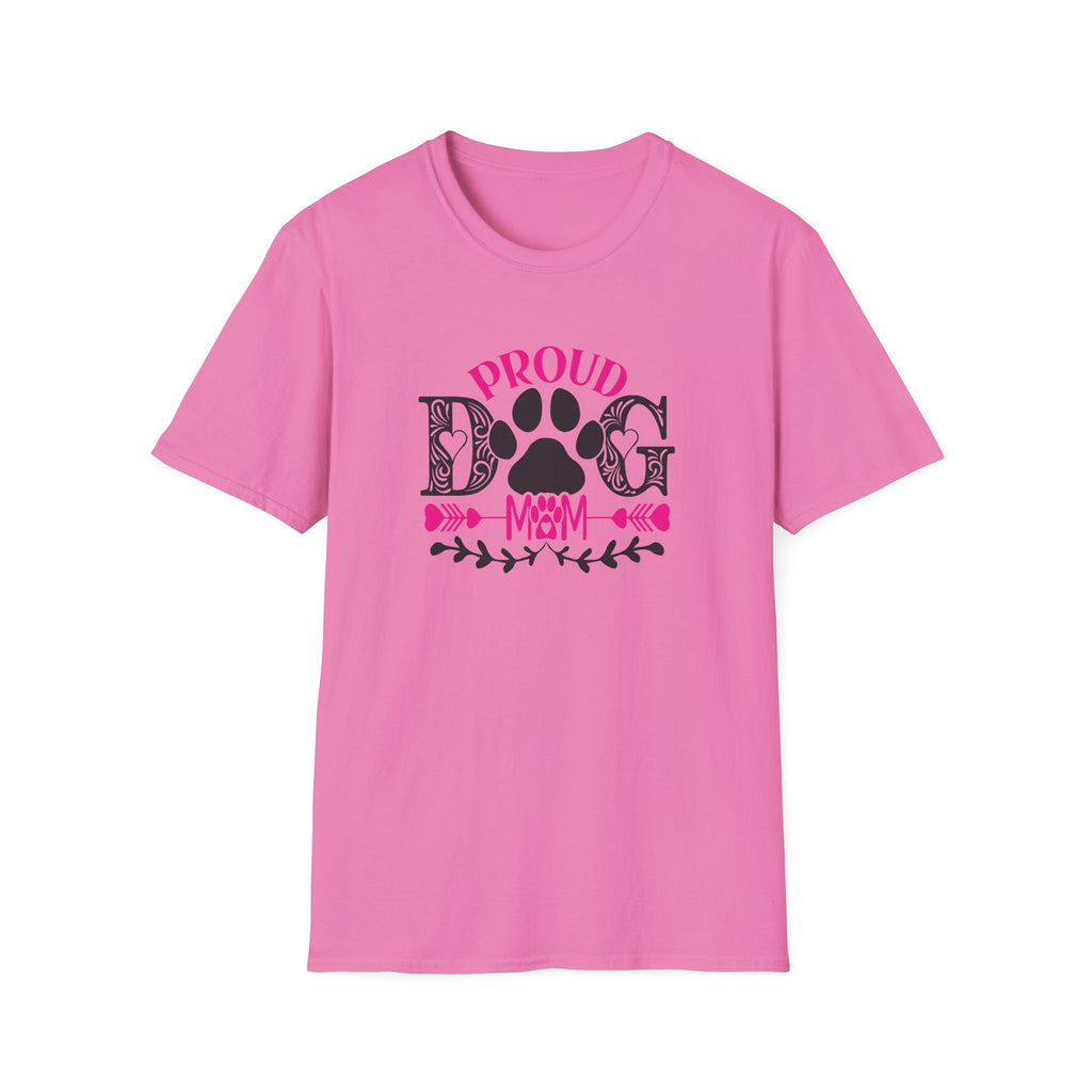 Proud Dog Mom T-Shirt – Pink Paw Graphic Tee for Dog Lovers