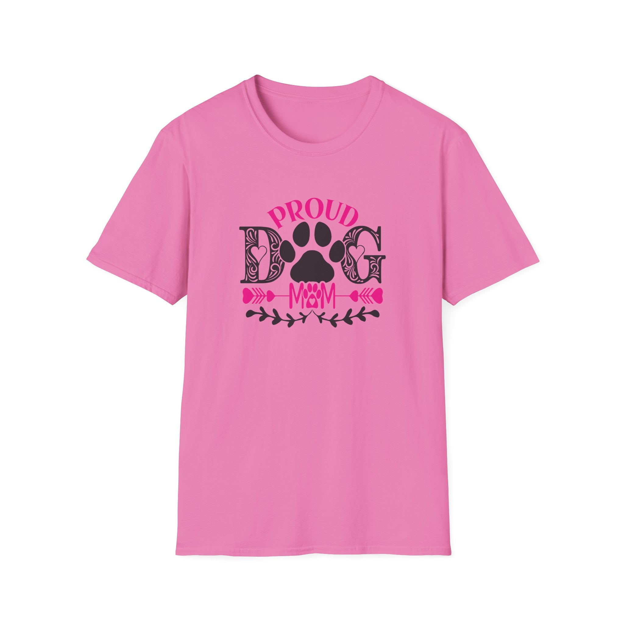 Proud Dog Mom T-Shirt – Pink Paw Graphic Tee for Dog Lovers