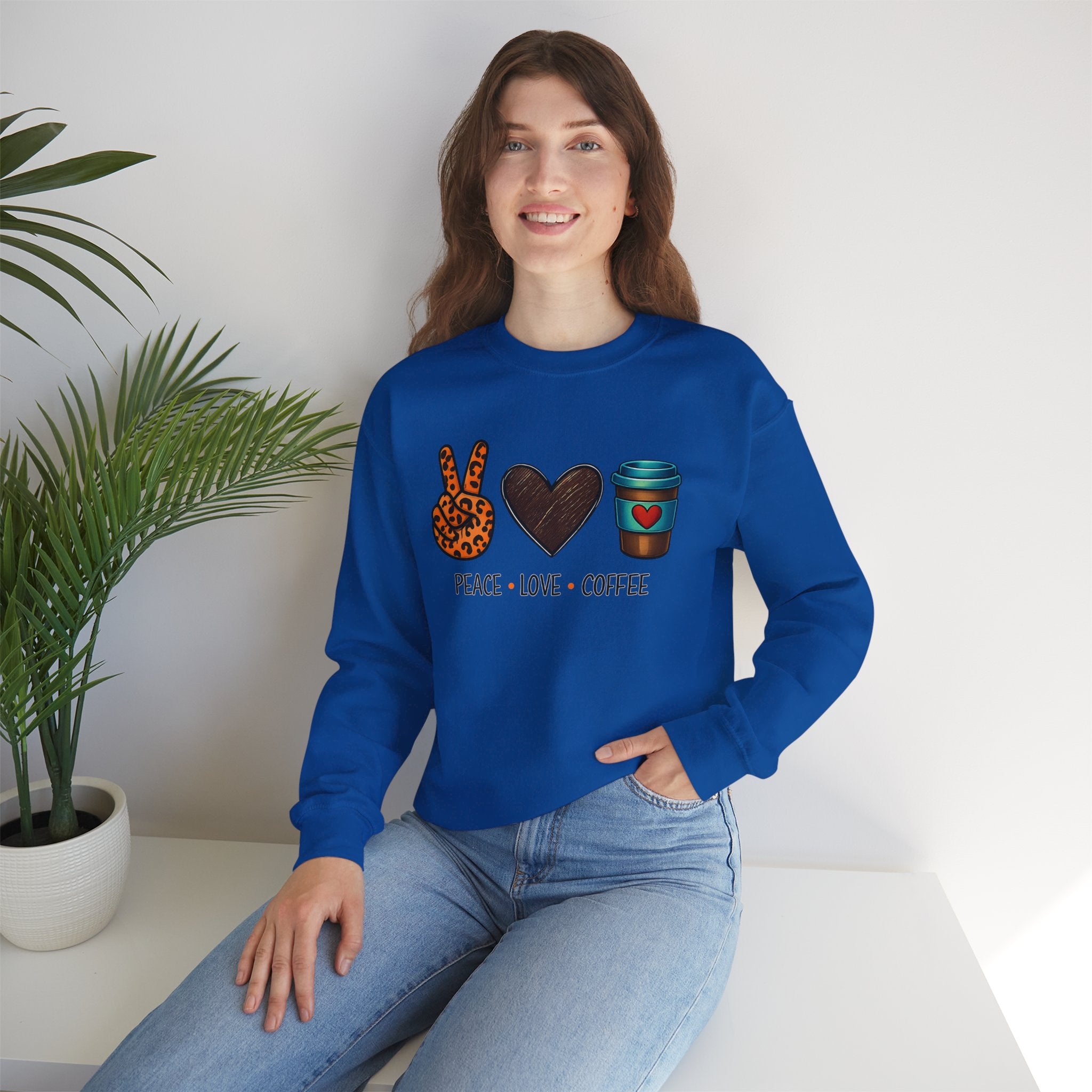 Peace • Love • Coffee Sweatshirt — Cozy Coffee Lover Crewneck