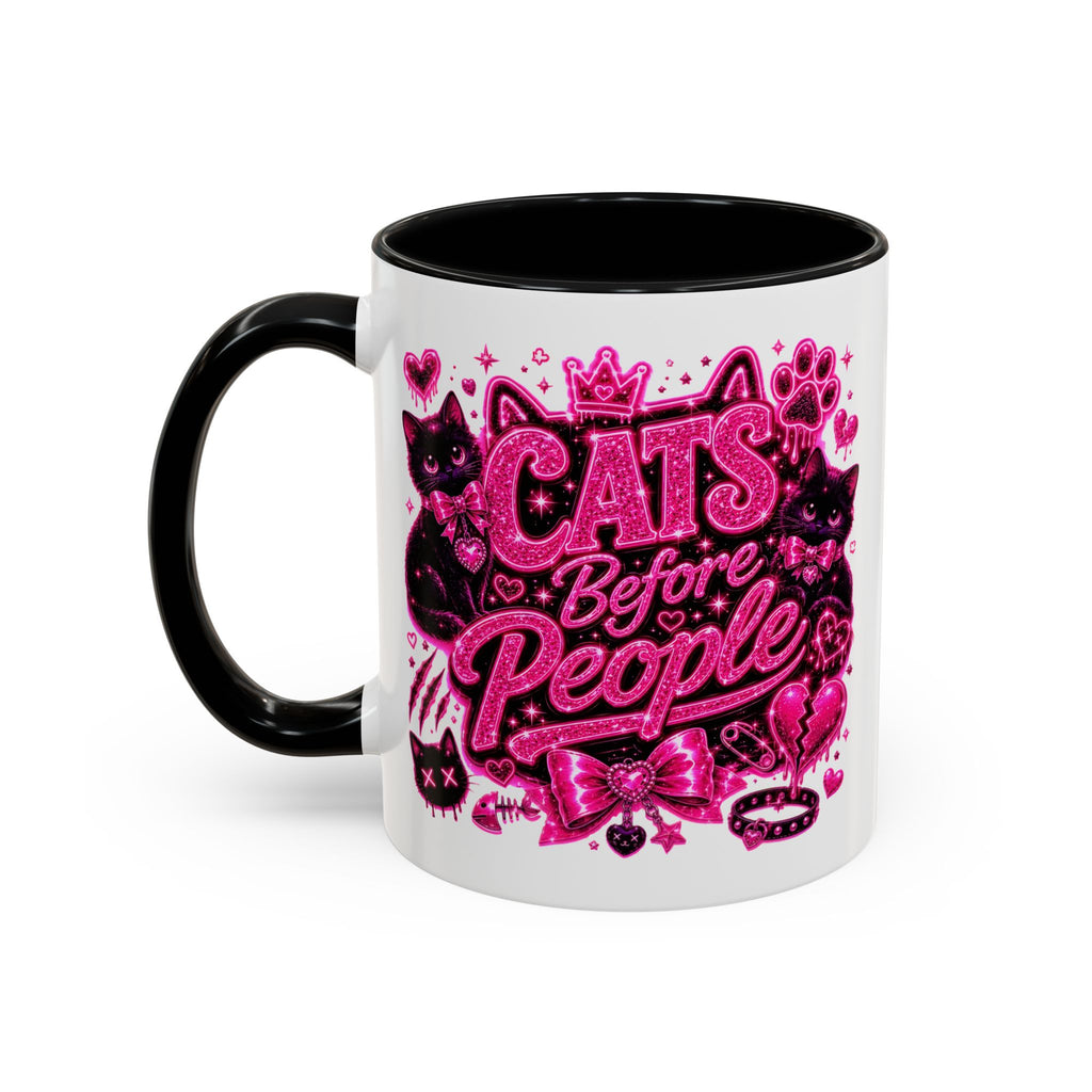 Cats Before People Coffee Mug — Pink Cat Lover Gift (11/15oz)