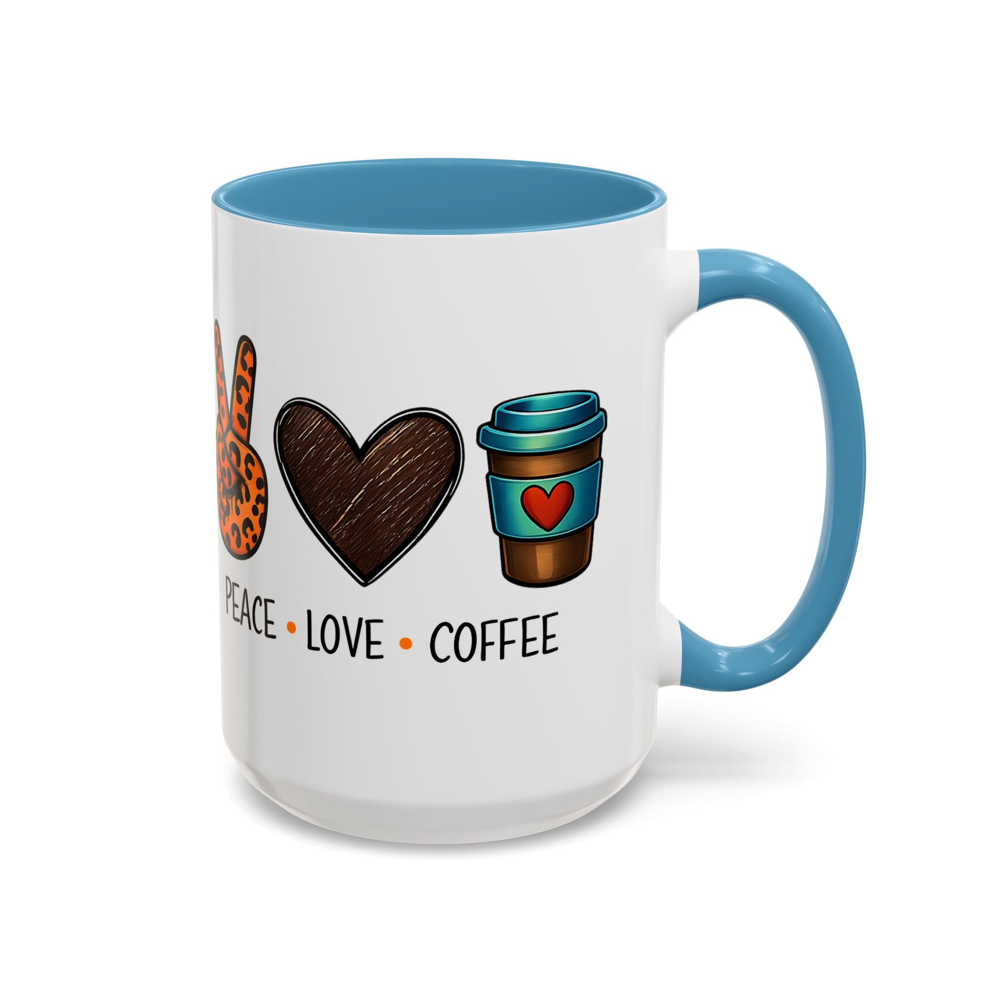 Peace • Love • Coffee Accent Mug — Leopard Peace Sign Coffee Lover Gift