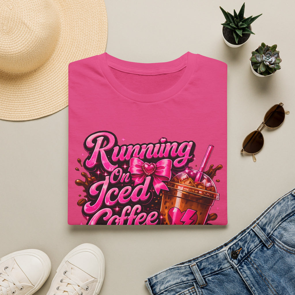 Running on Iced Coffee T-Shirt — Cute Pink Coffee Graphic Tee