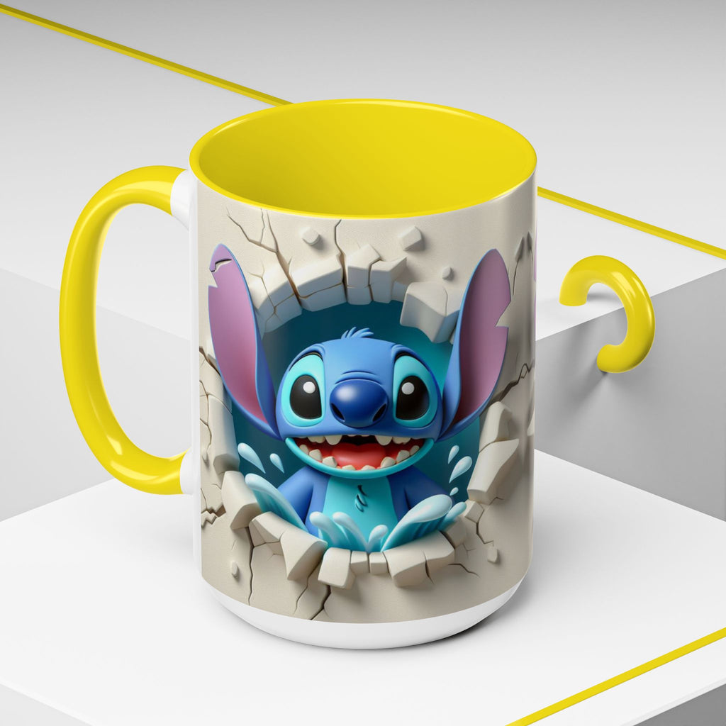 Stitch Peekaboo Accent Coffee Mug – Cute Alien Character 11/15oz