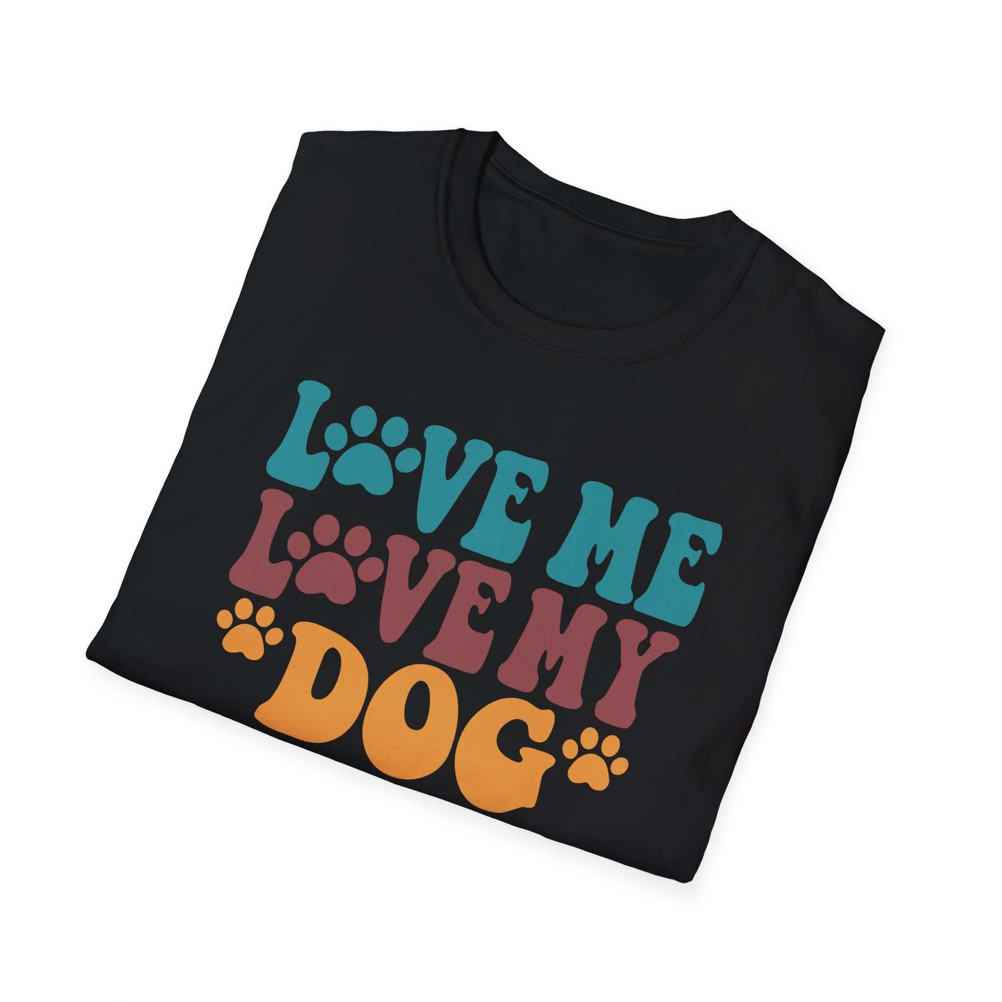 Love Me Love My Dog T-Shirt — Retro Paw Print Dog Lover Tee