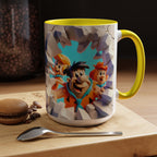Flintstones "Break Through" Accent Coffee Mug — Retro Cartoon Stone Age Design (11/15 oz)