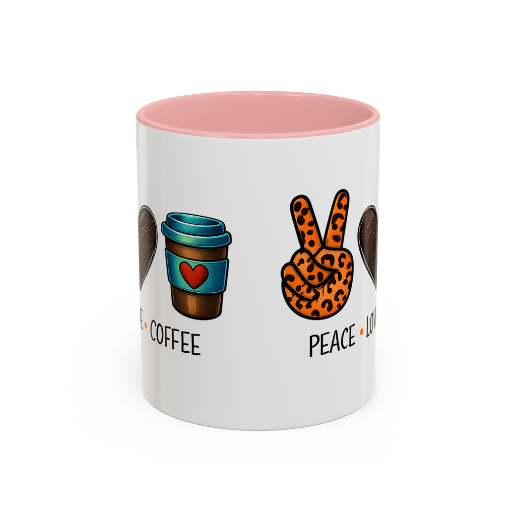 Peace • Love • Coffee Accent Mug — Leopard Peace Sign Coffee Lover Gift
